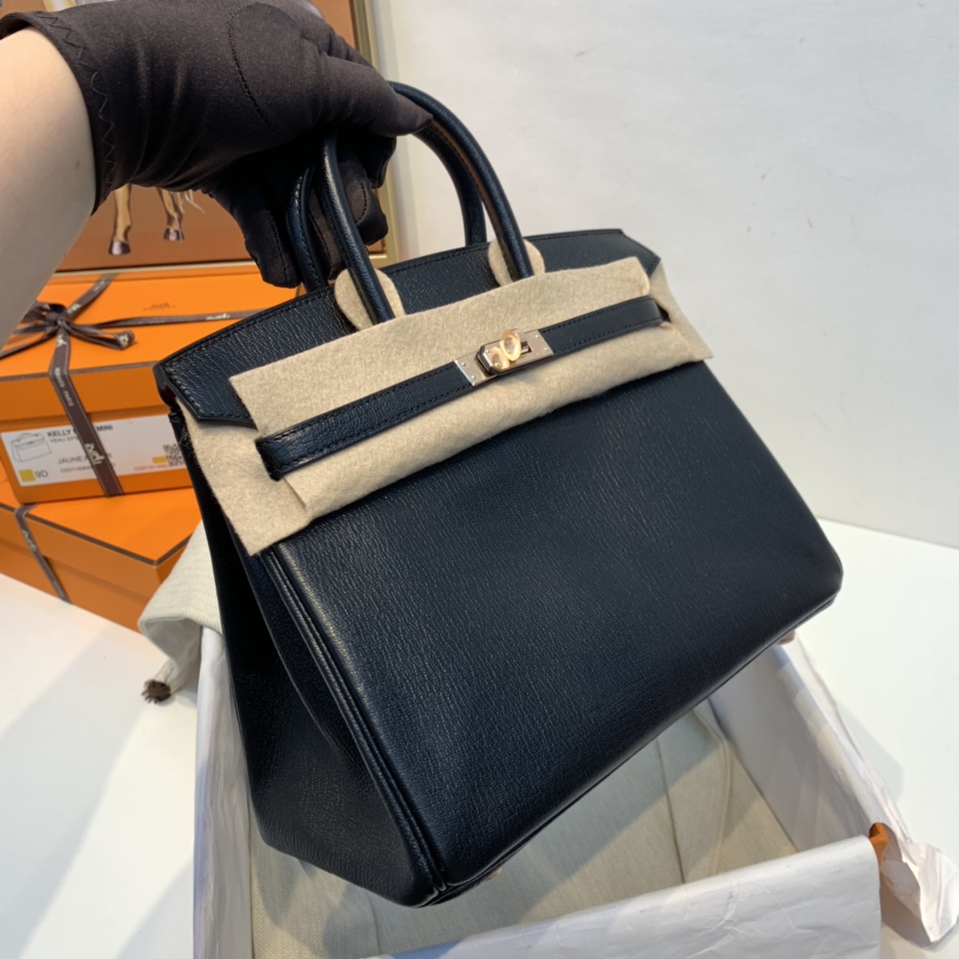 HERMES 订单  25铂金 山羊Chèvre  黑内拼极致粉 玫瑰金扣