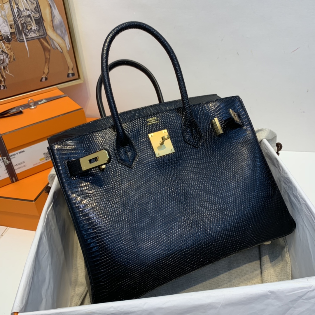 HERMES 爱马仕 birkin 30 lizard 蜥蜴皮 89黑色 金扣 酷酷哒 好帅气