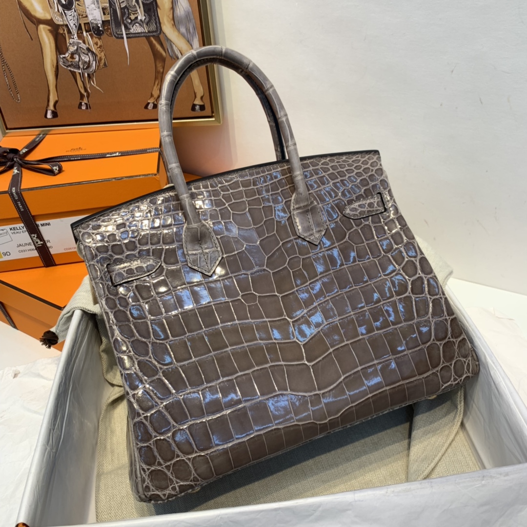 HERMES 爱马仕 订单 30birkin  尼罗两点  81 斑鸠灰 金扣