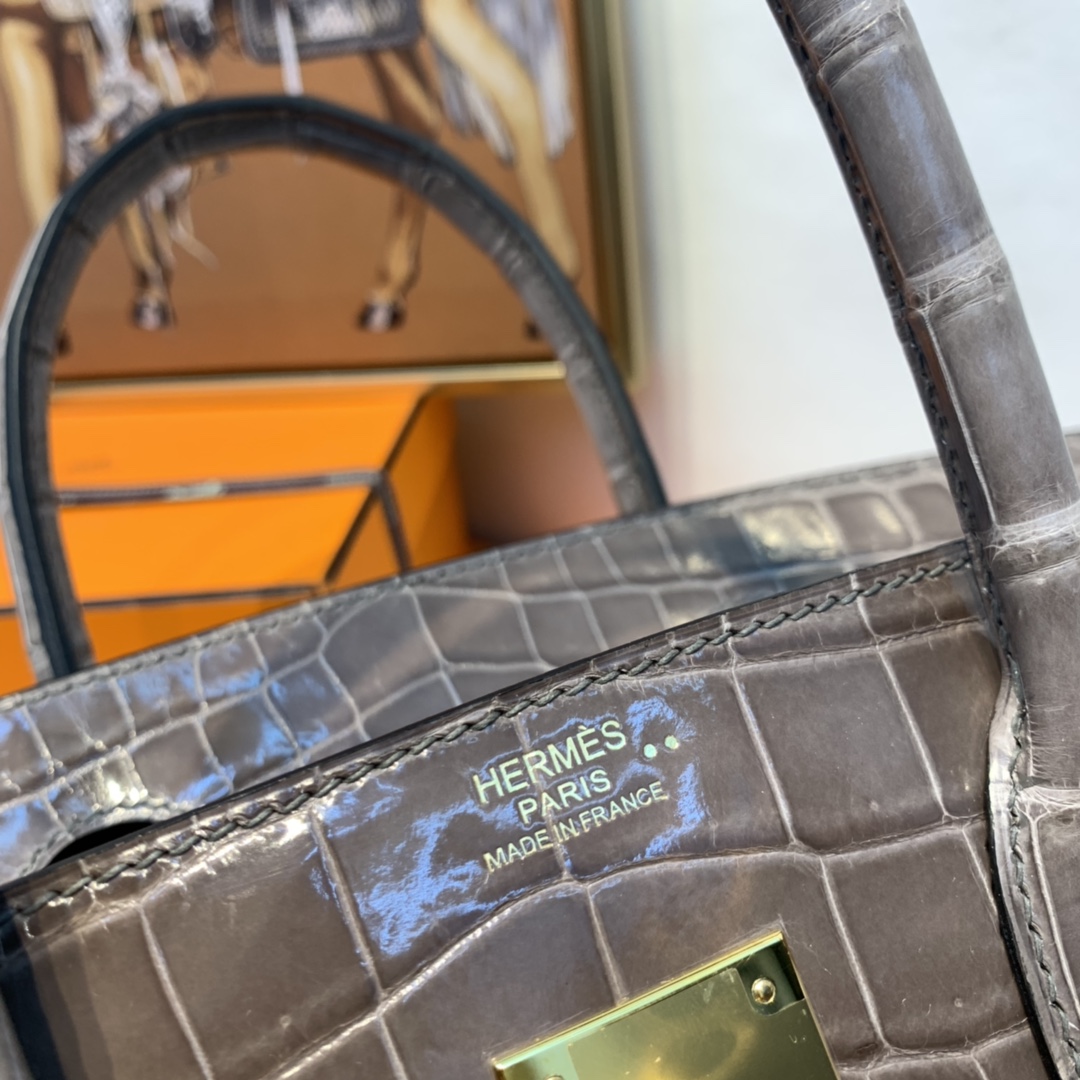 HERMES 爱马仕 订单 30birkin  尼罗两点  81 斑鸠灰 金扣