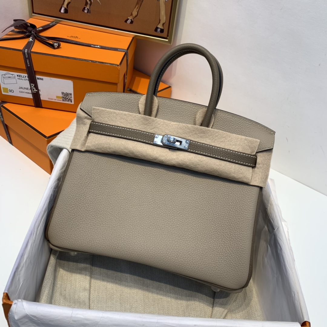 HERMES 订单 订单  25 铂金 togo小牛   斑鸠灰拼大象灰 银