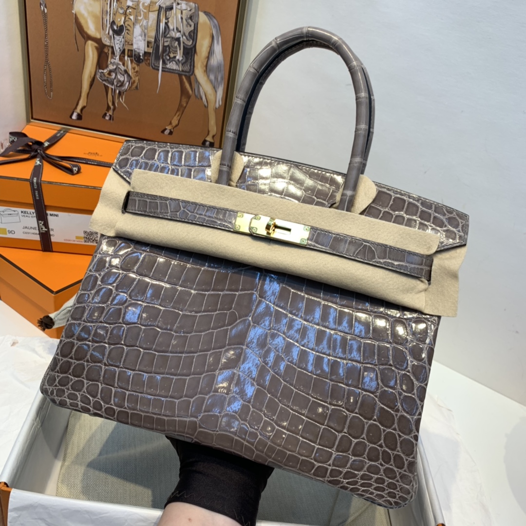 HERMES 爱马仕 订单 30birkin  尼罗两点  81 斑鸠灰 金扣