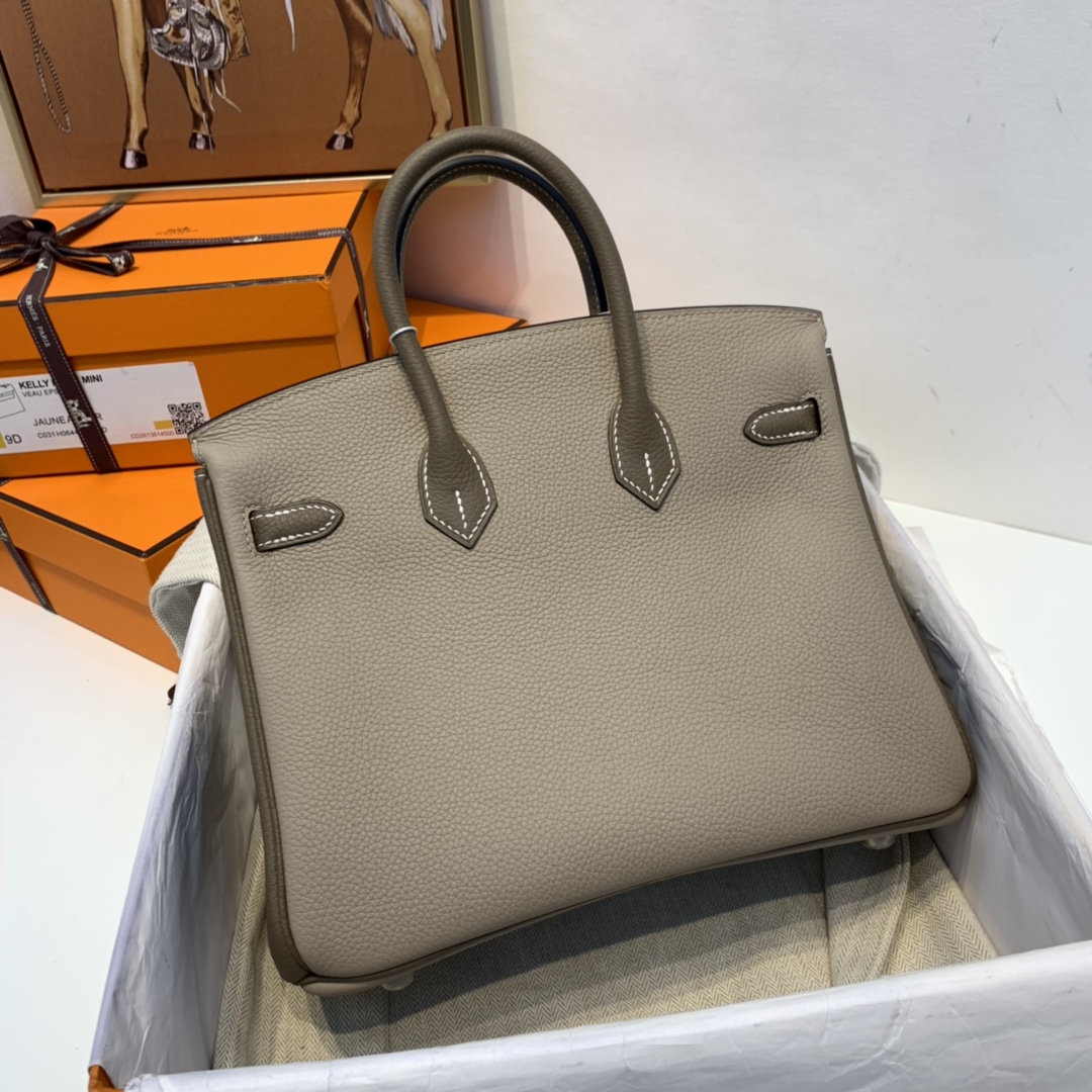 HERMES 订单 订单  25 铂金 togo小牛   斑鸠灰拼大象灰 银