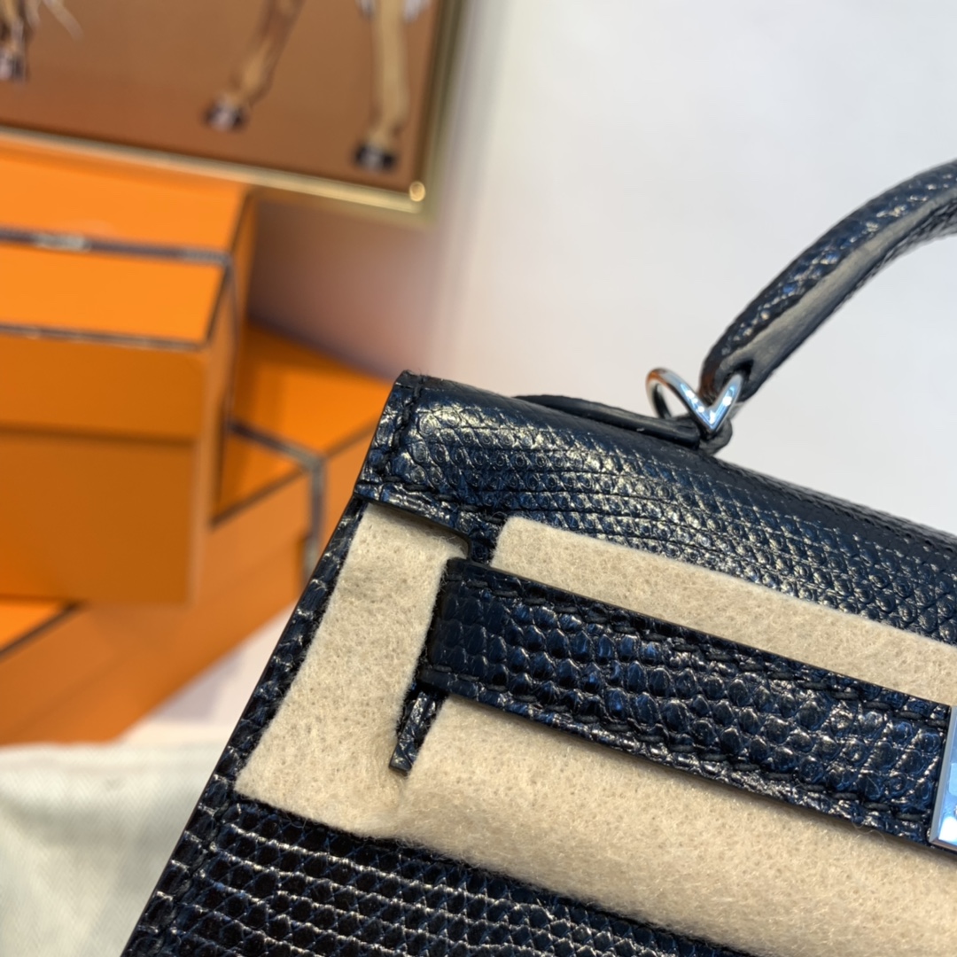 HERMES 爱马仕 订单  Mini Kelly 二代 蜥蜴皮  89黑色银扣