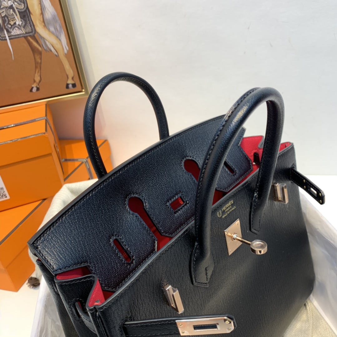 HERMES 订单  25铂金 山羊Chèvre  黑内拼极致粉 玫瑰金扣