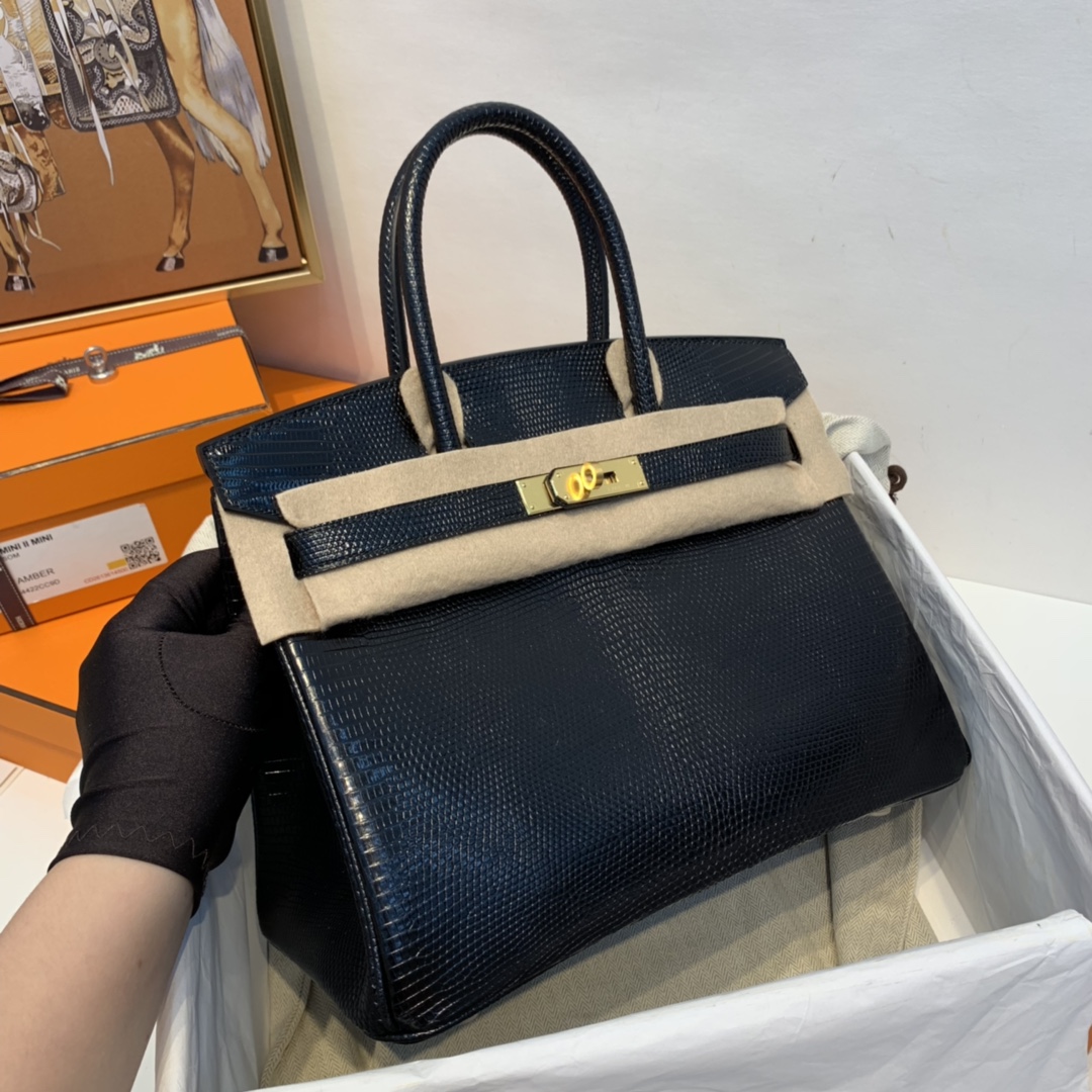 HERMES 爱马仕 birkin 30 lizard 蜥蜴皮 89黑色 金扣 酷酷哒 好帅气