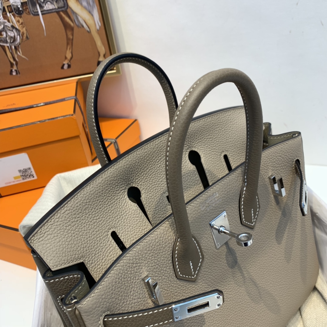 HERMES 订单 订单  25 铂金 togo小牛   斑鸠灰拼大象灰 银