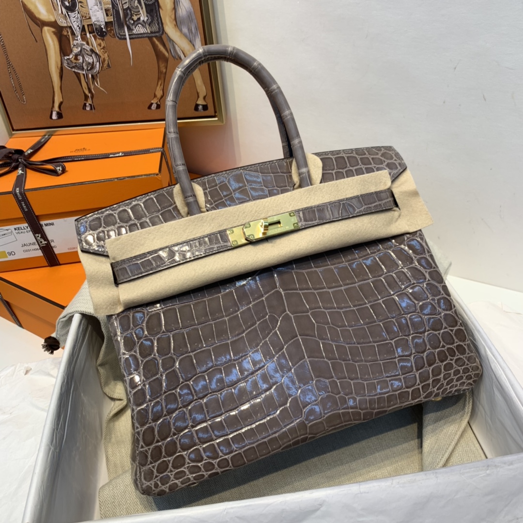 HERMES 爱马仕 订单 30birkin  尼罗两点  81 斑鸠灰 金扣