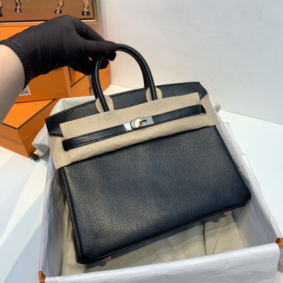HERMES 订单  25铂金 山羊Chèvre  黑内拼极致粉 玫瑰金扣