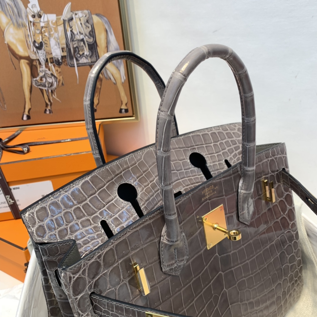 HERMES 爱马仕 订单 30birkin  尼罗两点  81 斑鸠灰 金扣