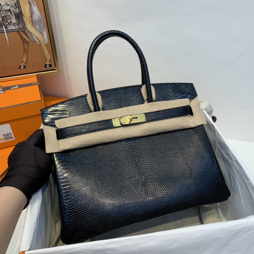 HERMES 爱马仕 birkin 30 lizard 蜥蜴皮 89黑色 金扣 酷酷哒 好帅气