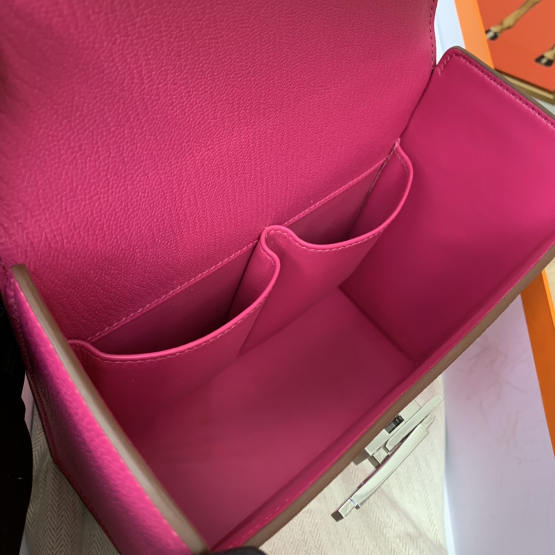 爱马仕 cinhetic 18cm 盒子包 chevre mysore 山羊皮 L3 玫瑰紫 超级有气质