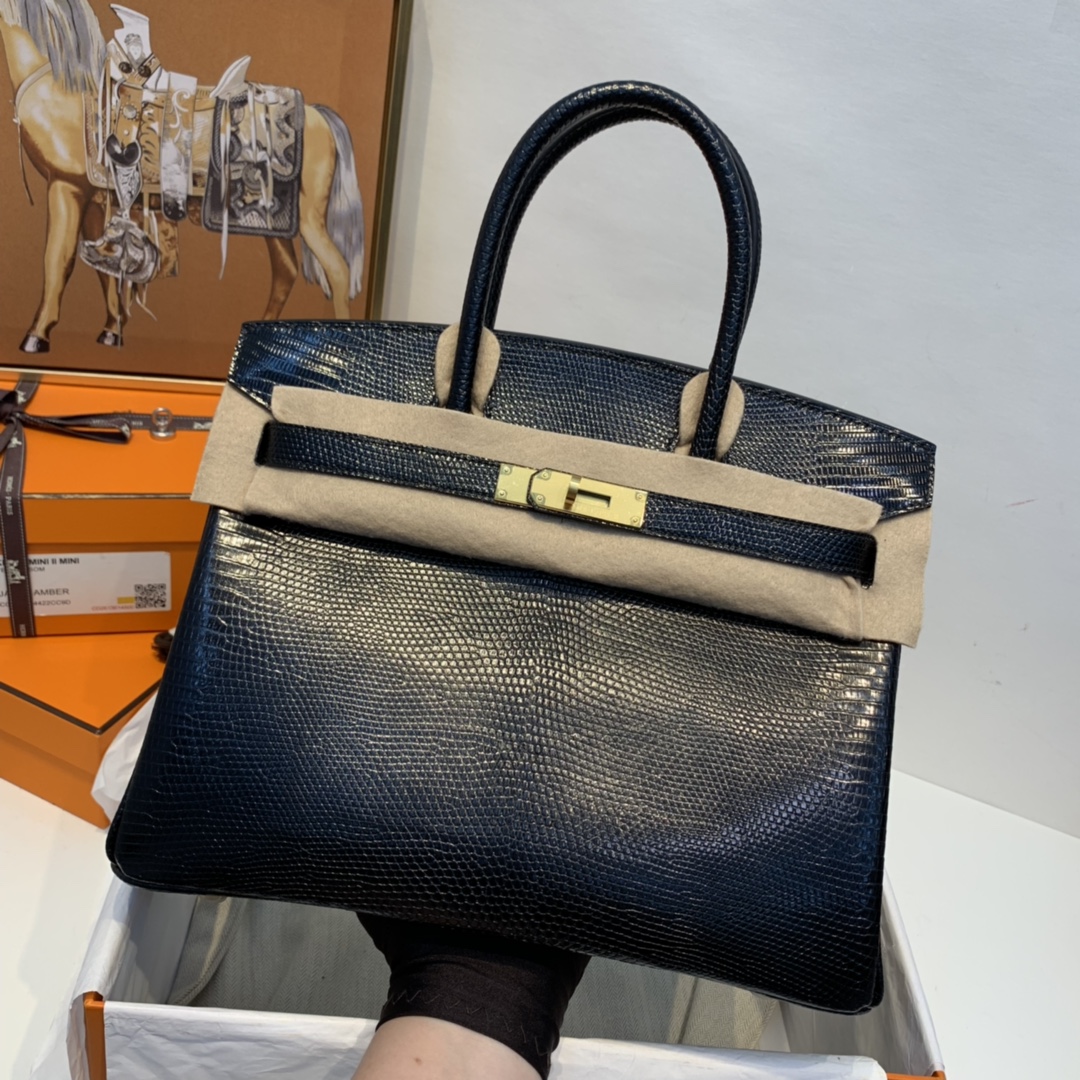 HERMES 爱马仕 birkin 30 lizard 蜥蜴皮 89黑色 金扣 酷酷哒 好帅气