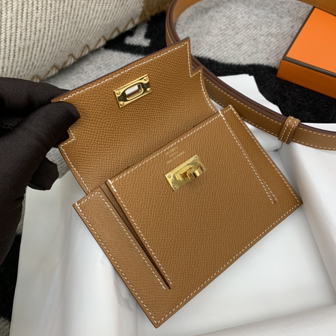 爱马仕 订单 Kelly pocket  epsom 37金棕 搭配kelly 腰带一套 当腰包个性帅气? 正品开版 放心下单?