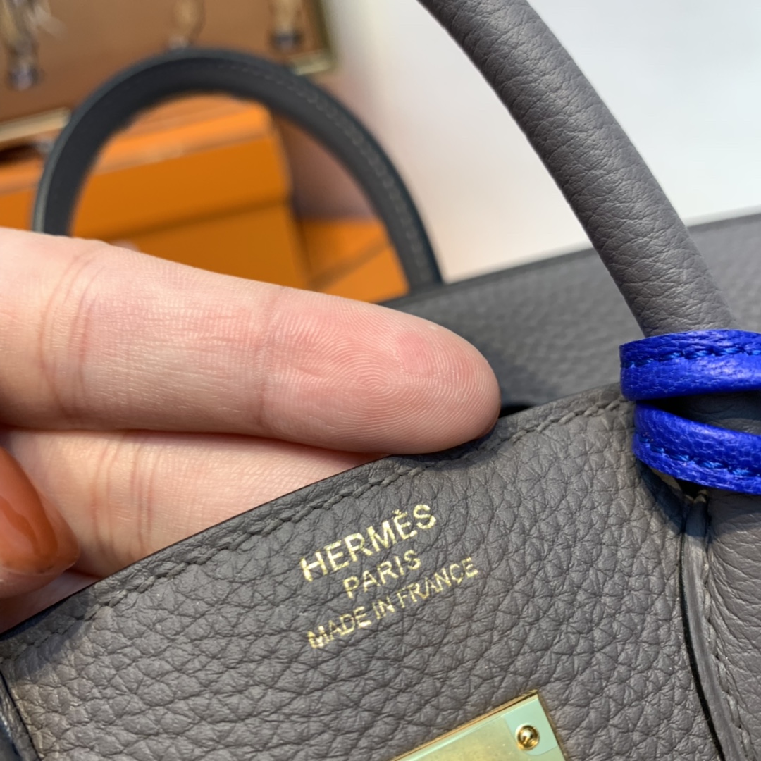 香港爱马仕官网 birkin 25cm 经典款必备传承之作、工艺比专柜还好  togo皮质柔软  8F 铁灰 金扣