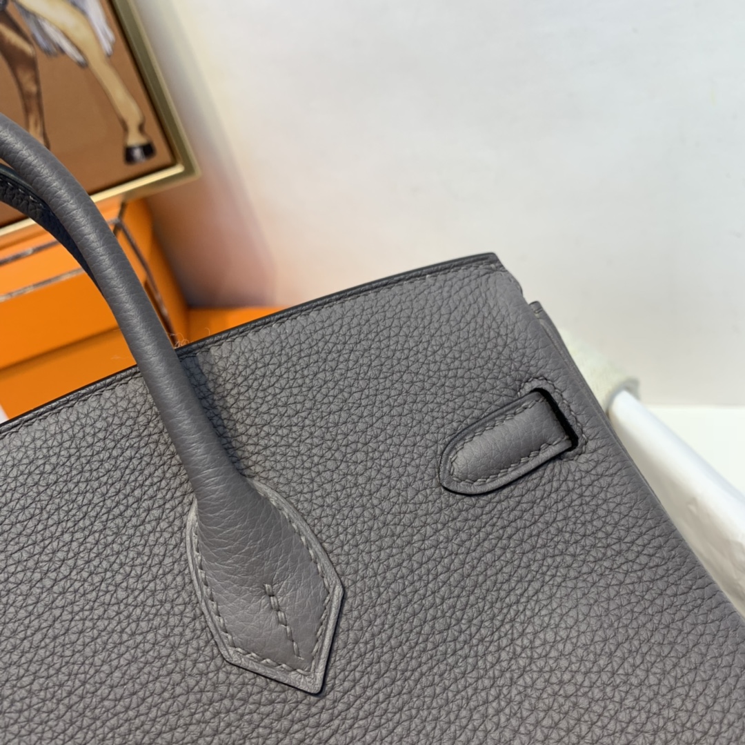 香港爱马仕官网 birkin 25cm 经典款必备传承之作、工艺比专柜还好  togo皮质柔软  8F 铁灰 金扣
