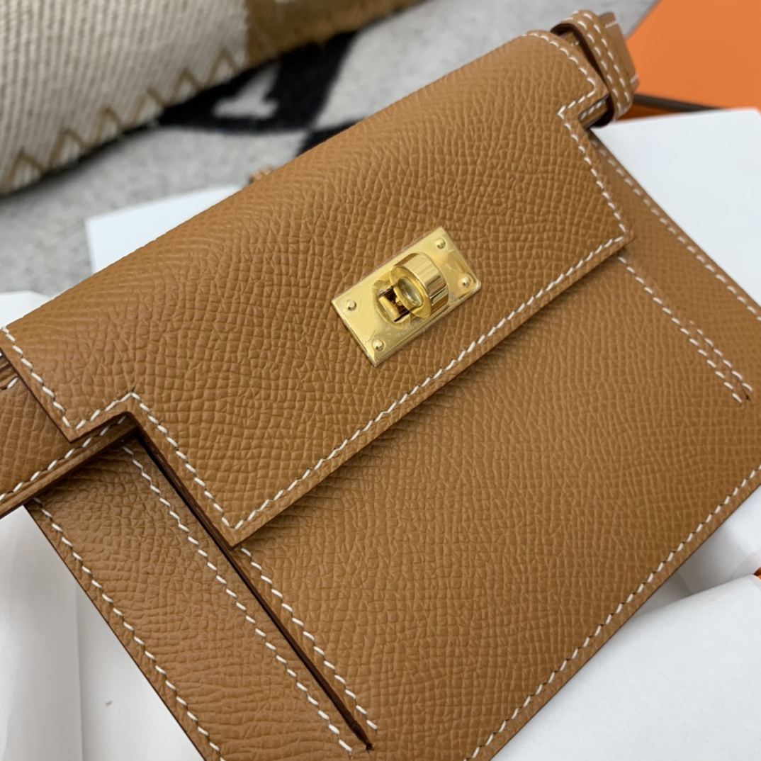 爱马仕 订单 Kelly pocket  epsom 37金棕 搭配kelly 腰带一套 当腰包个性帅气? 正品开版 放心下单?