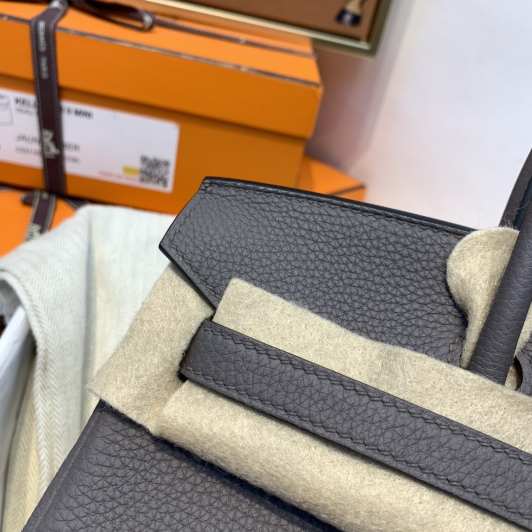 香港爱马仕官网 birkin 25cm 经典款必备传承之作、工艺比专柜还好  togo皮质柔软  8F 铁灰 金扣