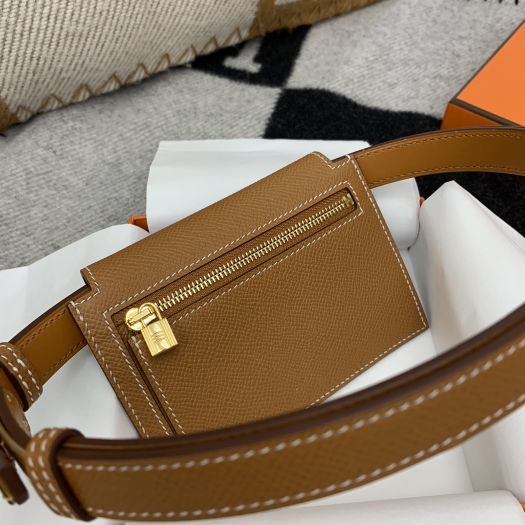 爱马仕 订单 Kelly pocket  epsom 37金棕 搭配kelly 腰带一套 当腰包个性帅气? 正品开版 放心下单?