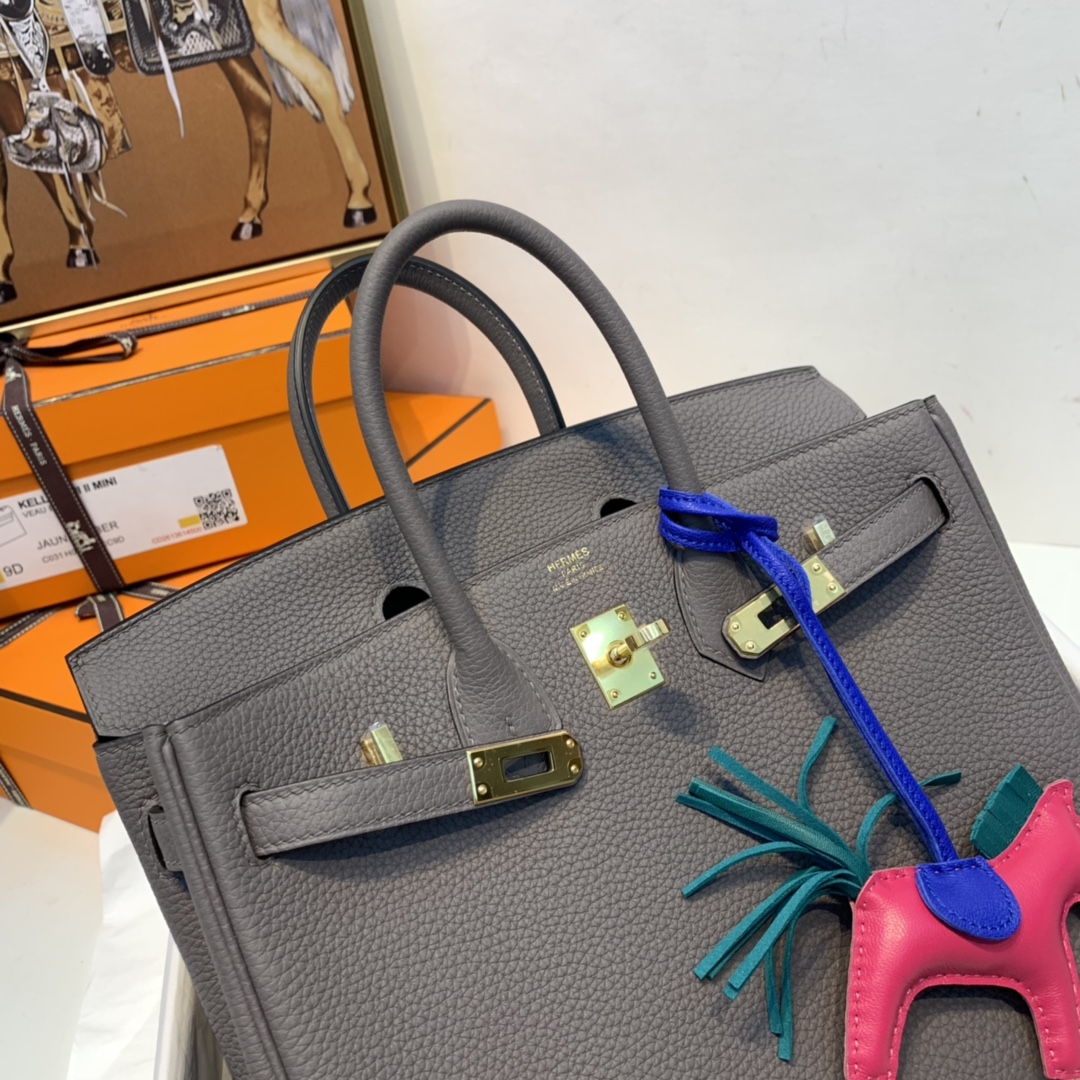 香港爱马仕官网 birkin 25cm 经典款必备传承之作、工艺比专柜还好  togo皮质柔软  8F 铁灰 金扣