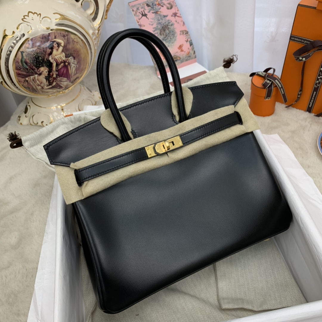 香港爱马仕官网 birkin 25cm box皮莫名就有一种高级感 89黑色 金扣