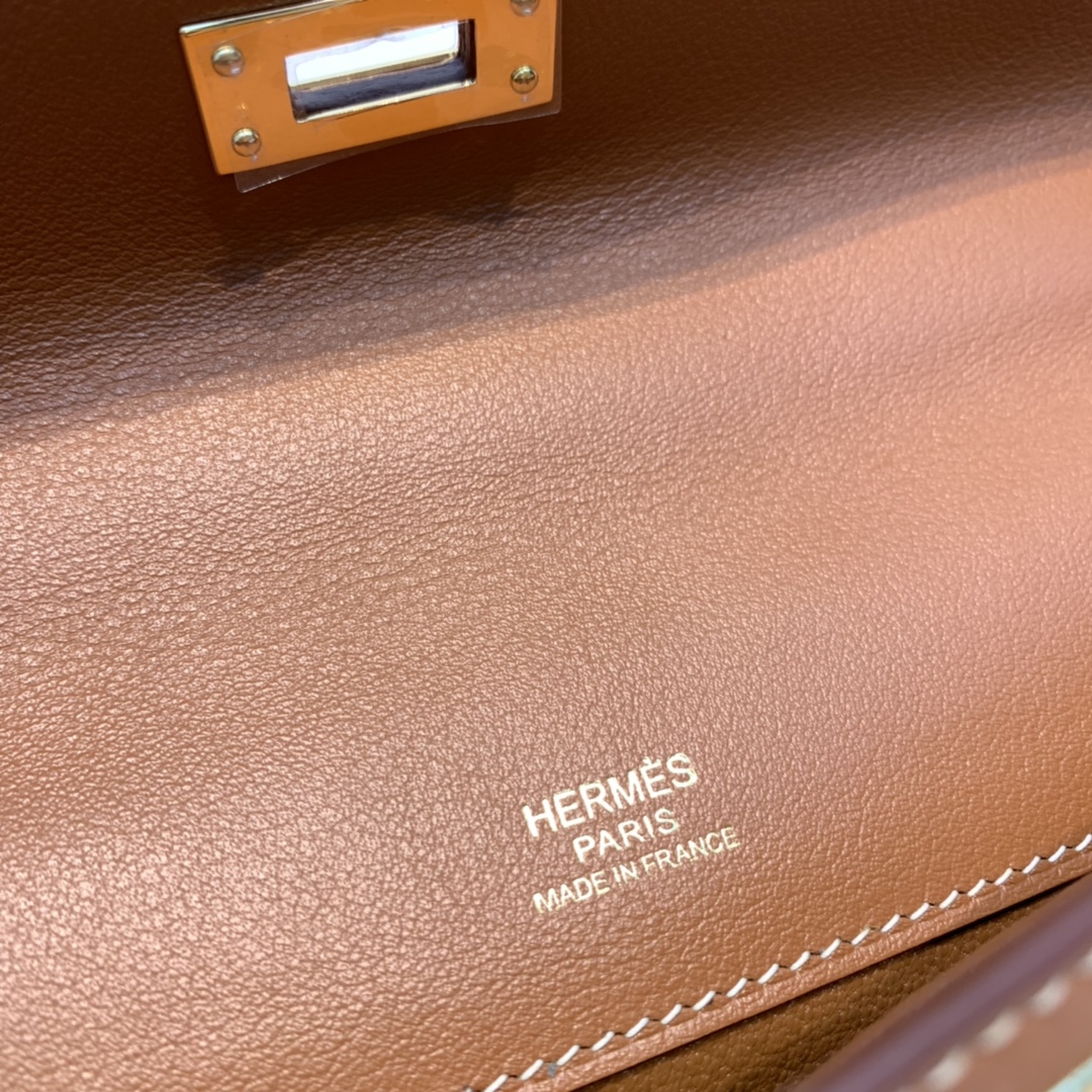Hermes kelly cut 31cm 晚宴气质手拿包 非常干练又时髦 swift皮  37-金棕 金扣