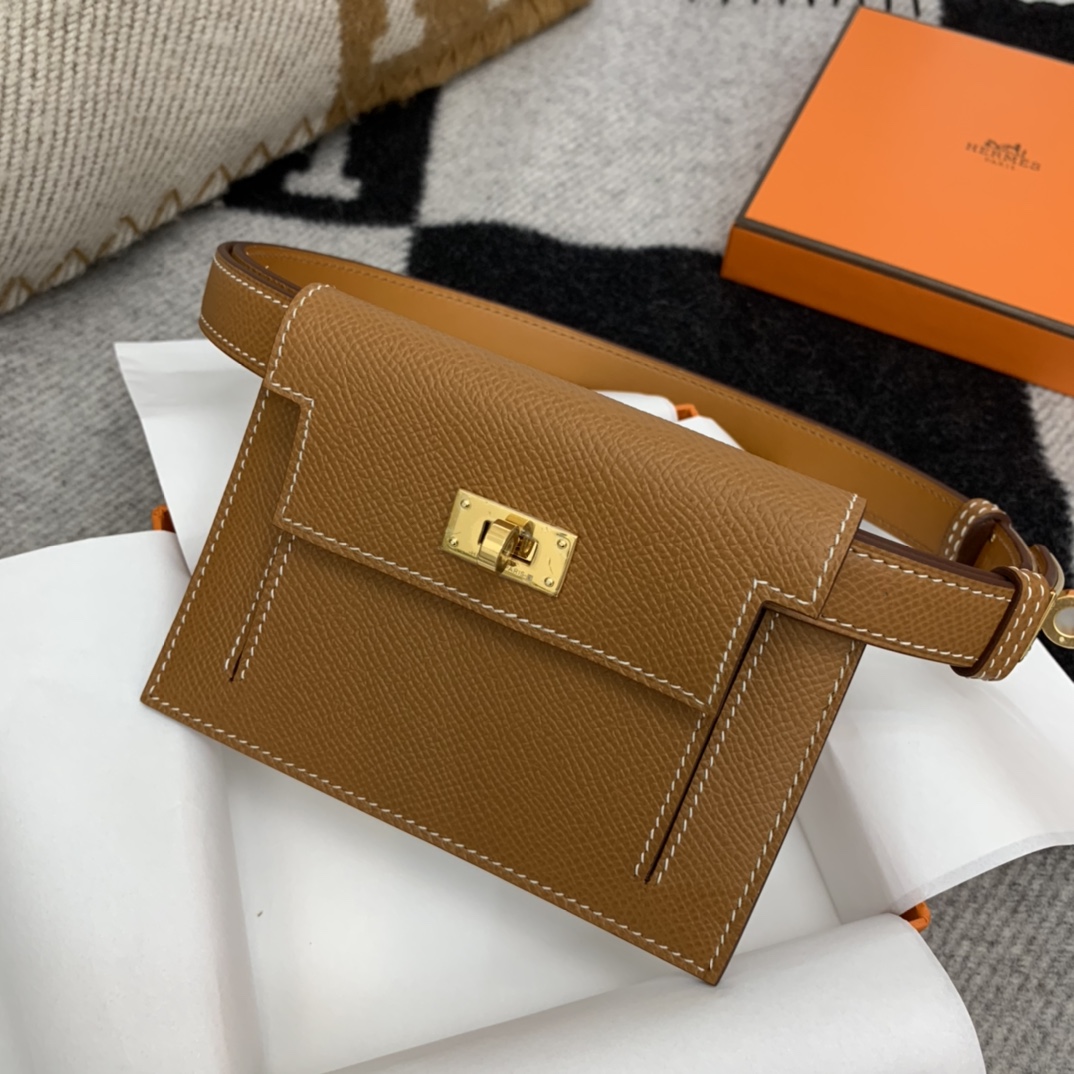 爱马仕 订单 Kelly pocket  epsom 37金棕 搭配kelly 腰带一套 当腰包个性帅气? 正品开版 放心下单?