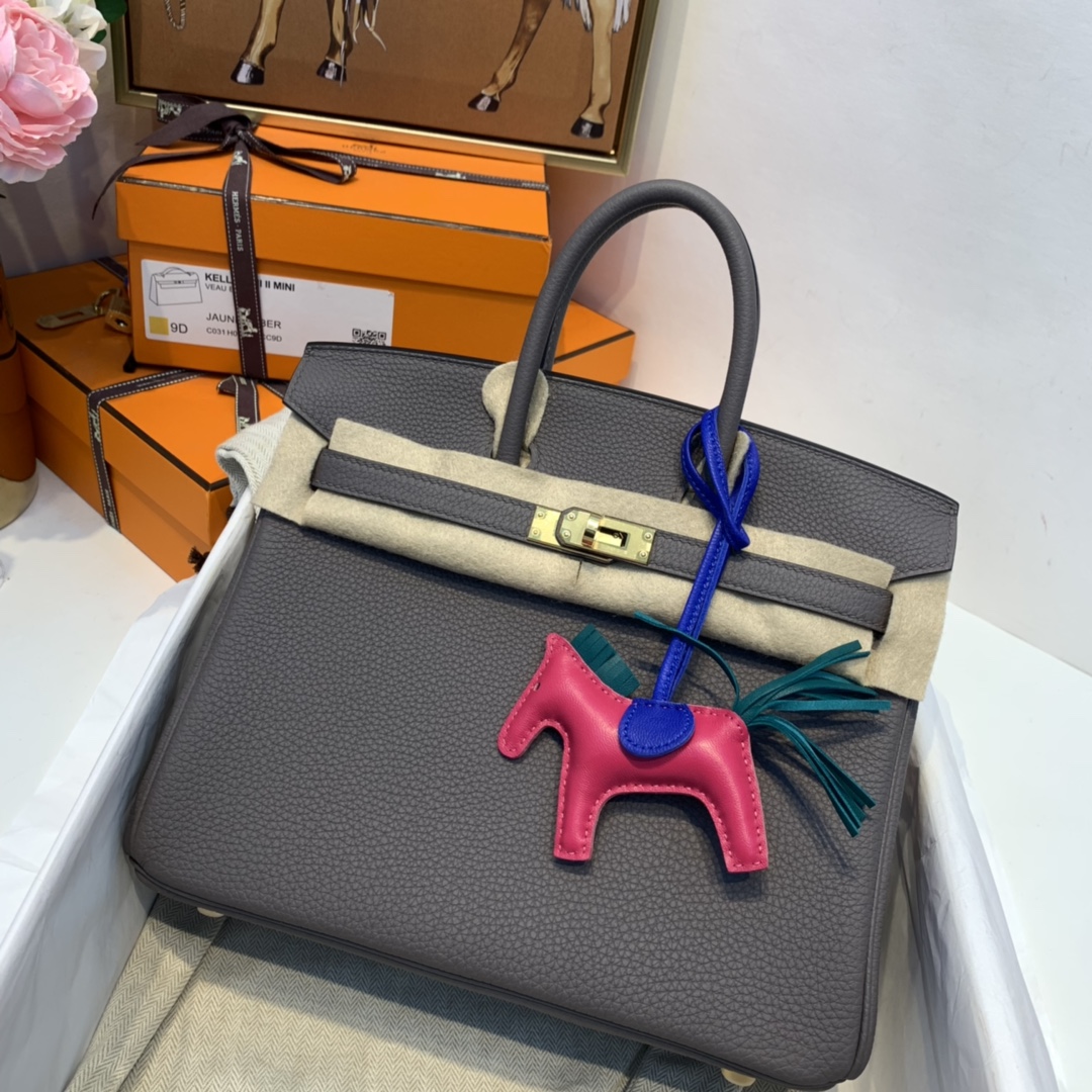 香港爱马仕官网 birkin 25cm 经典款必备传承之作、工艺比专柜还好  togo皮质柔软  8F 铁灰 金扣