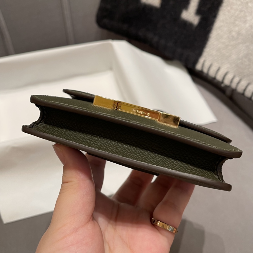 HERMES 新款康康腰包 Constance slim 超级mini 内里还有个小卡包 Epsom C6 灰绿色 金扣