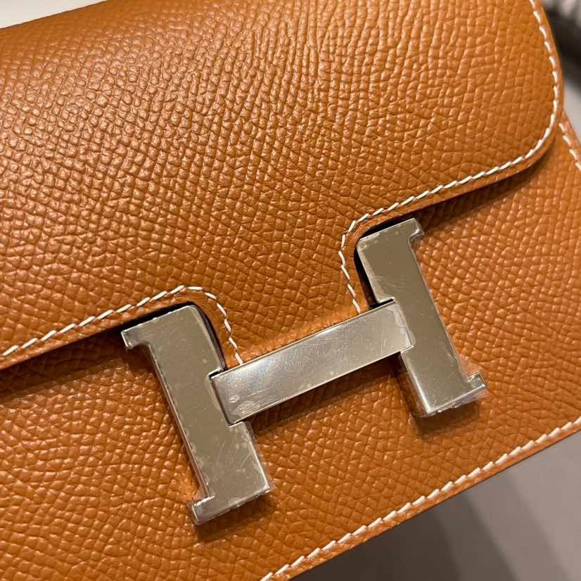 HERMES 新款康康腰包 Constance slim 超级mini 内里还有个小卡包 Epsom 37 金棕银扣