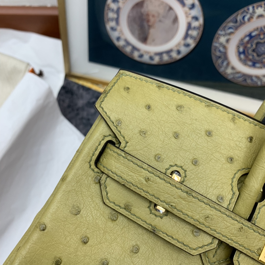 HERMES birkin 25cm 南非Kk鸵鸟皮ostrich 6E黄连木色 金扣