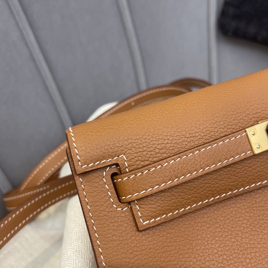 HERMES kelly danse跳舞包是kelly系列 正品开版 专柜品质原厂evercolor 37金棕gold 金扣