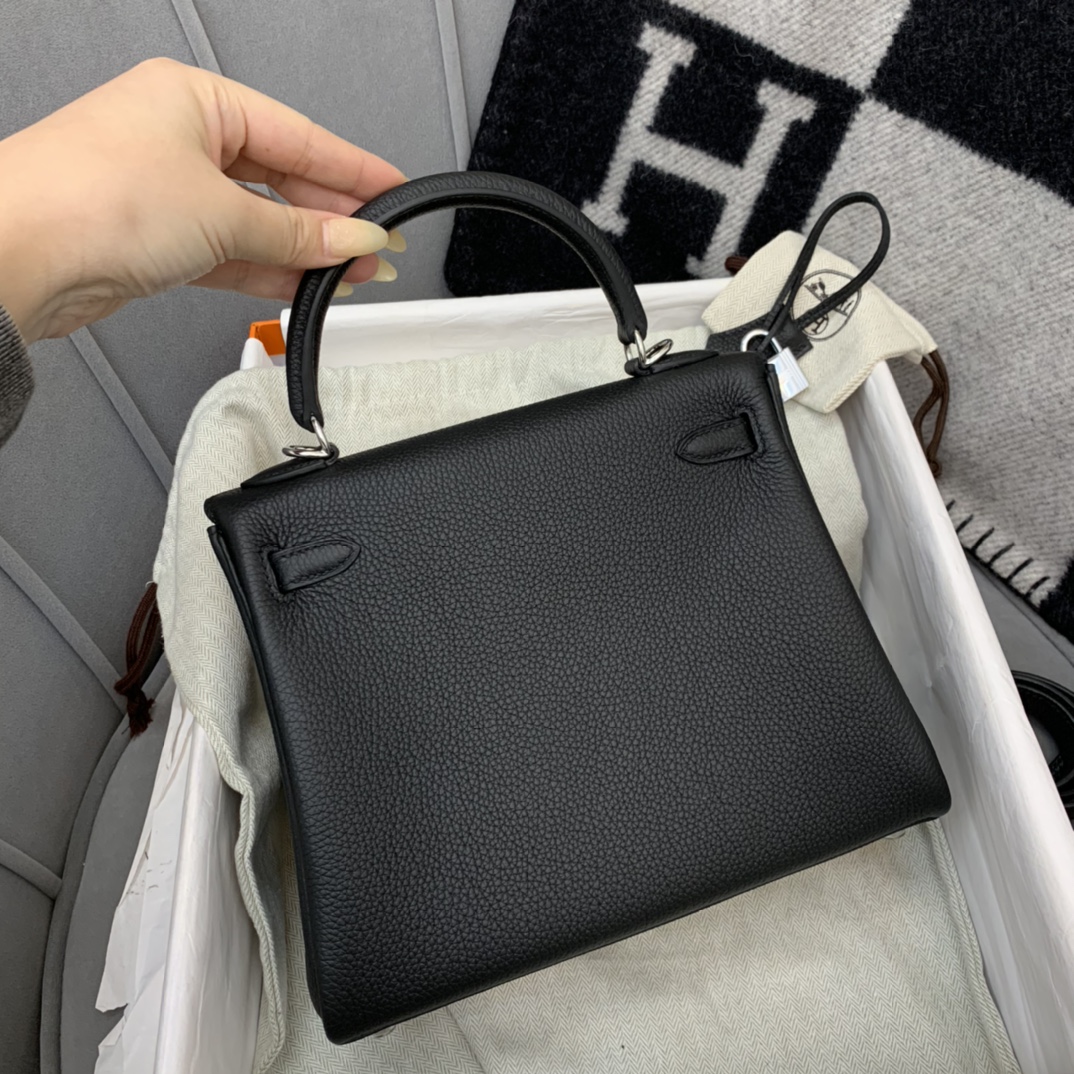HERMES kelly 25cm togo皮 89黑色 Noir 银扣永远最百搭的黑色