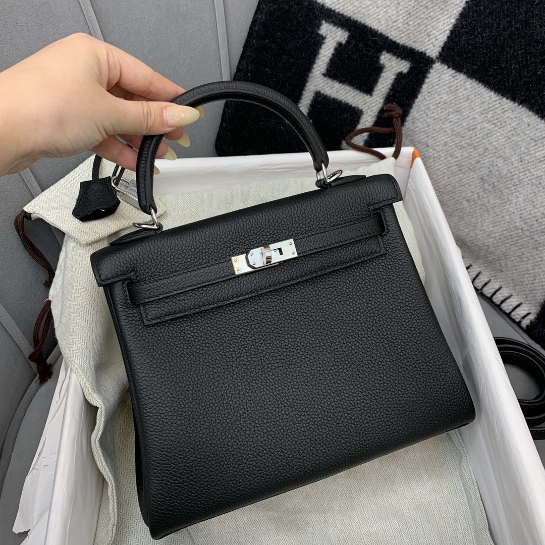 HERMES kelly 25cm togo皮 89黑色 Noir 银扣永远最百搭的黑色