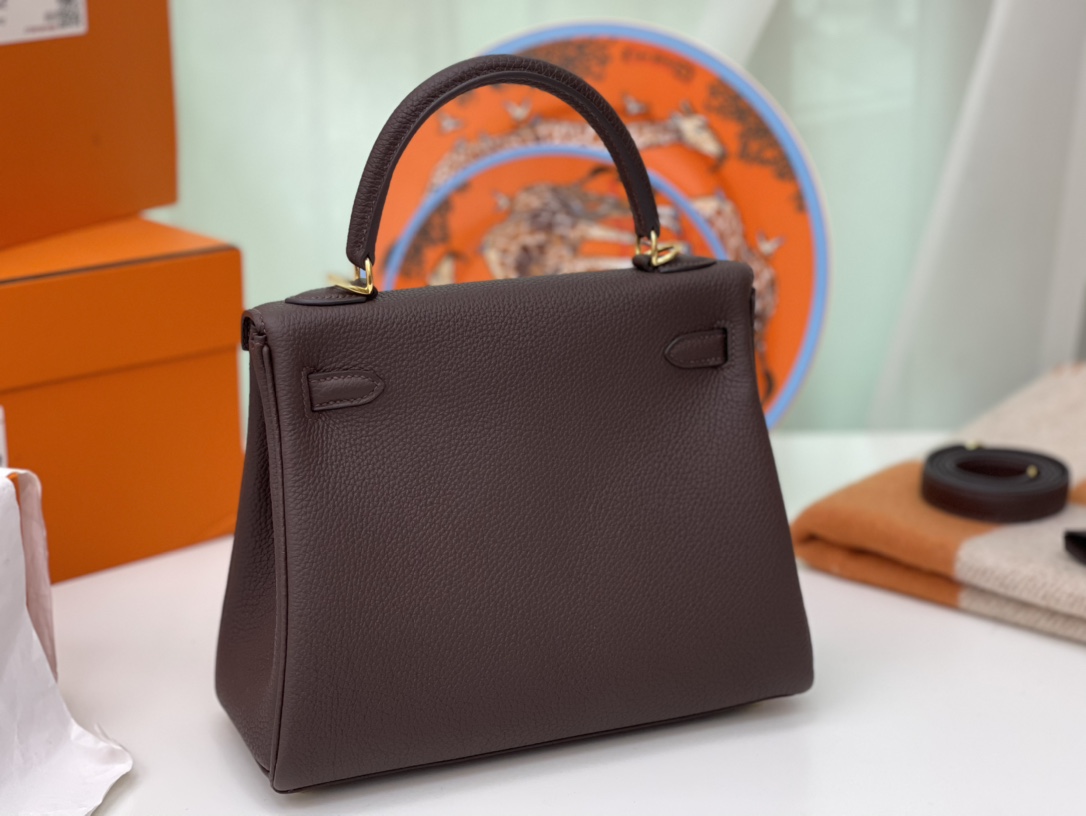 HERMES kelly 25cm togo皮 41哈瓦那色 金扣无敌气场