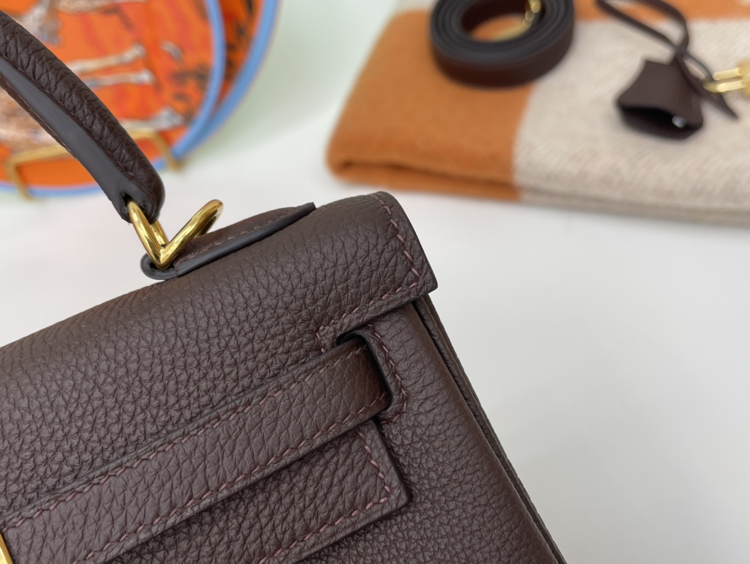 HERMES kelly 25cm togo皮 41哈瓦那色 金扣无敌气场