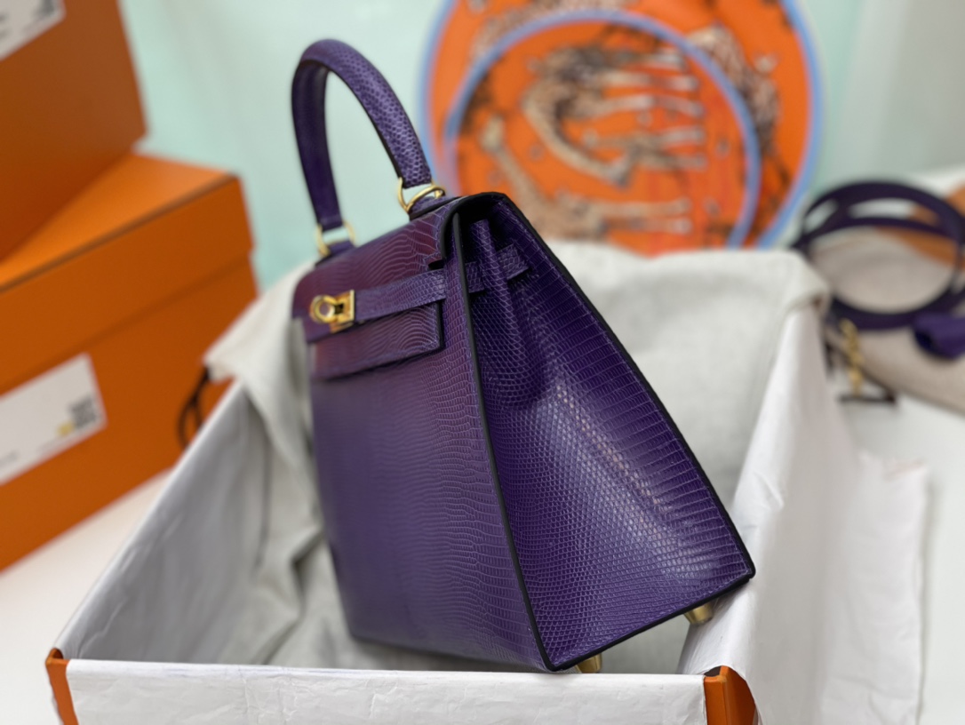 爱马仕 现货 kelly 25 小蜥蜴 69紫罗兰 Violet 金扣 超有气质的美