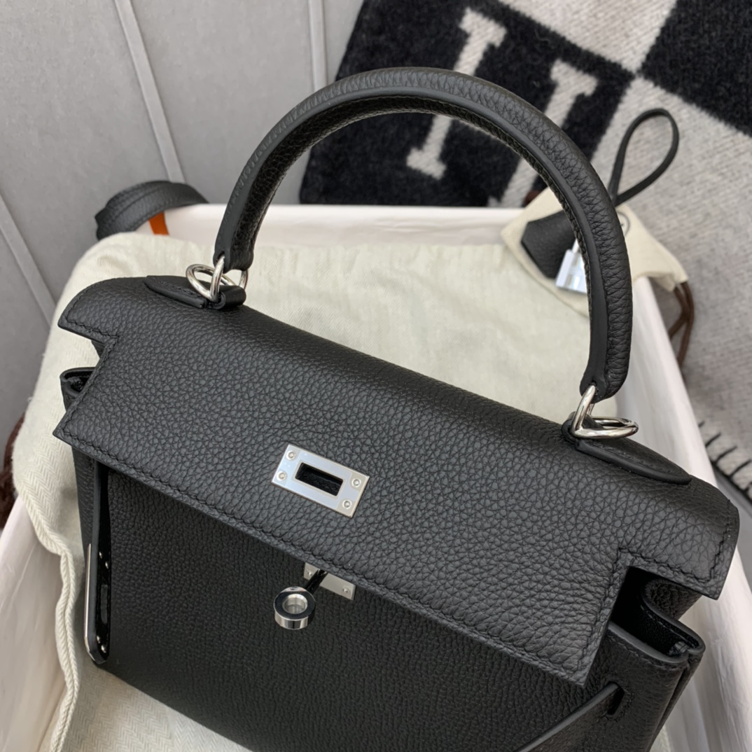HERMES kelly 25cm togo皮 89黑色 Noir 银扣永远最百搭的黑色