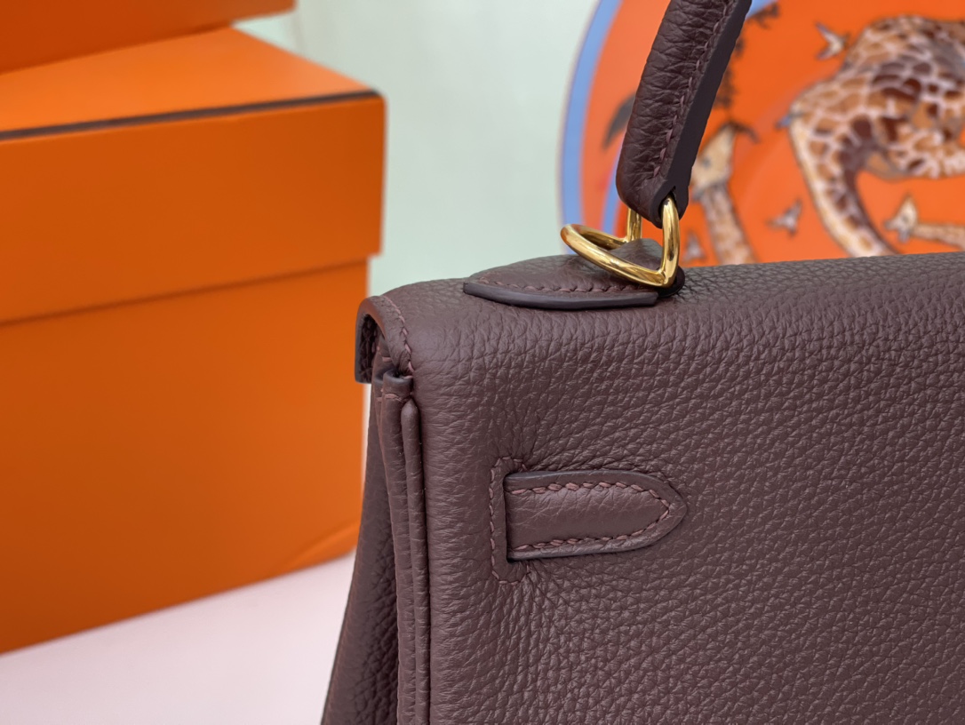 HERMES kelly 25cm togo皮 41哈瓦那色 金扣无敌气场