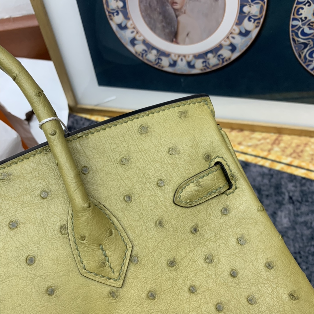 HERMES birkin 25cm 南非Kk鸵鸟皮ostrich 6E黄连木色 金扣