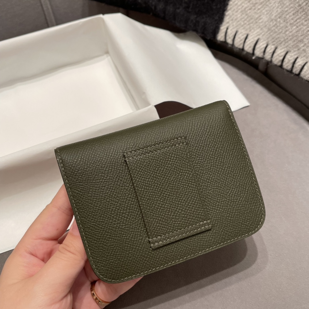 HERMES 新款康康腰包 Constance slim 超级mini 内里还有个小卡包 Epsom C6 灰绿色 金扣