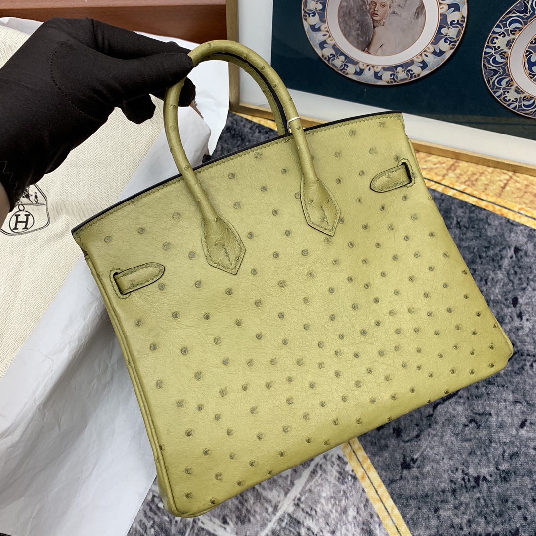 HERMES birkin 25cm 南非Kk鸵鸟皮ostrich 6E黄连木色 金扣