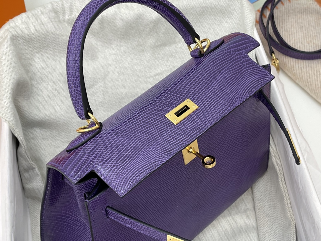 爱马仕 现货 kelly 25 小蜥蜴 69紫罗兰 Violet 金扣 超有气质的美