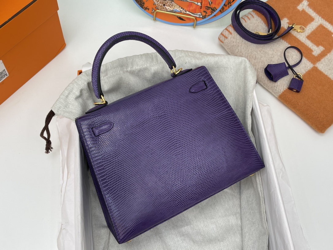爱马仕 现货 kelly 25 小蜥蜴 69紫罗兰 Violet 金扣 超有气质的美