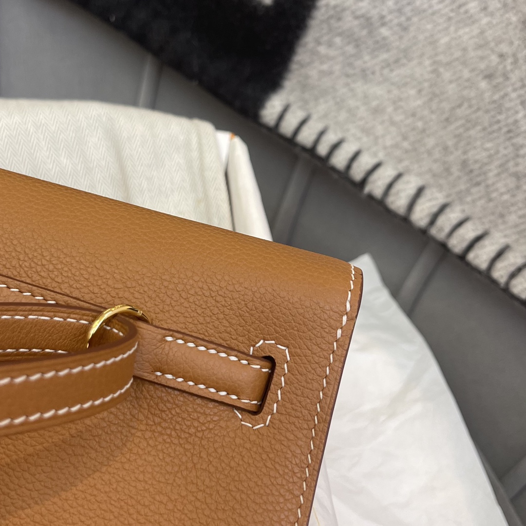 HERMES kelly danse跳舞包是kelly系列 正品开版 专柜品质原厂evercolor 37金棕gold 金扣