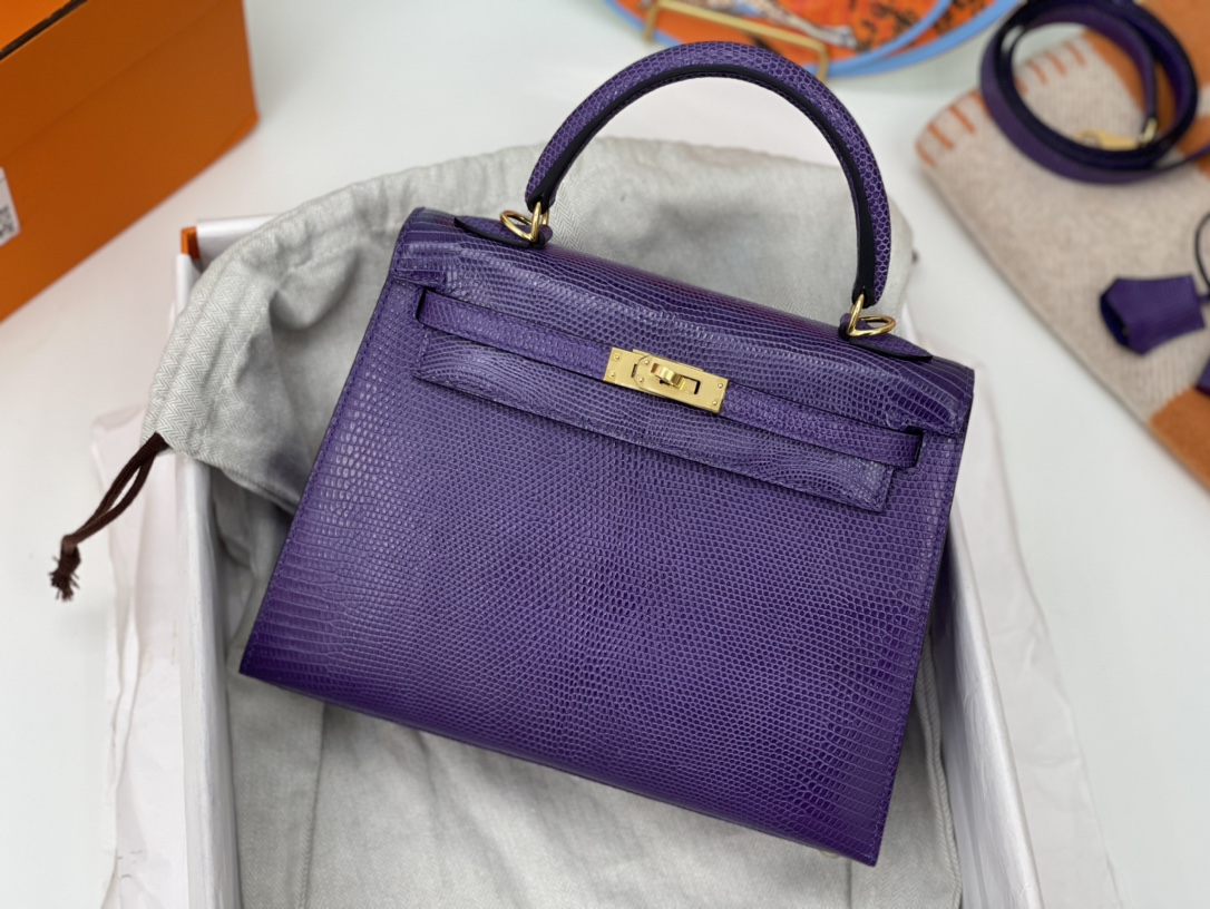 爱马仕 现货 kelly 25 小蜥蜴 69紫罗兰 Violet 金扣 超有气质的美