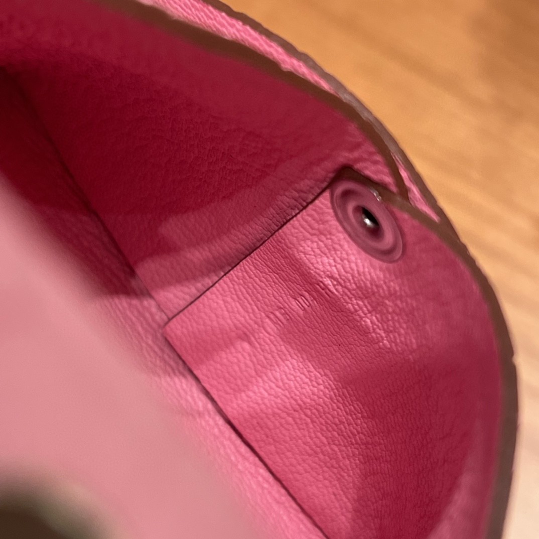 Hermes 现货 Bastia 零钱夹 雾面鳄鱼 5P 樱花粉