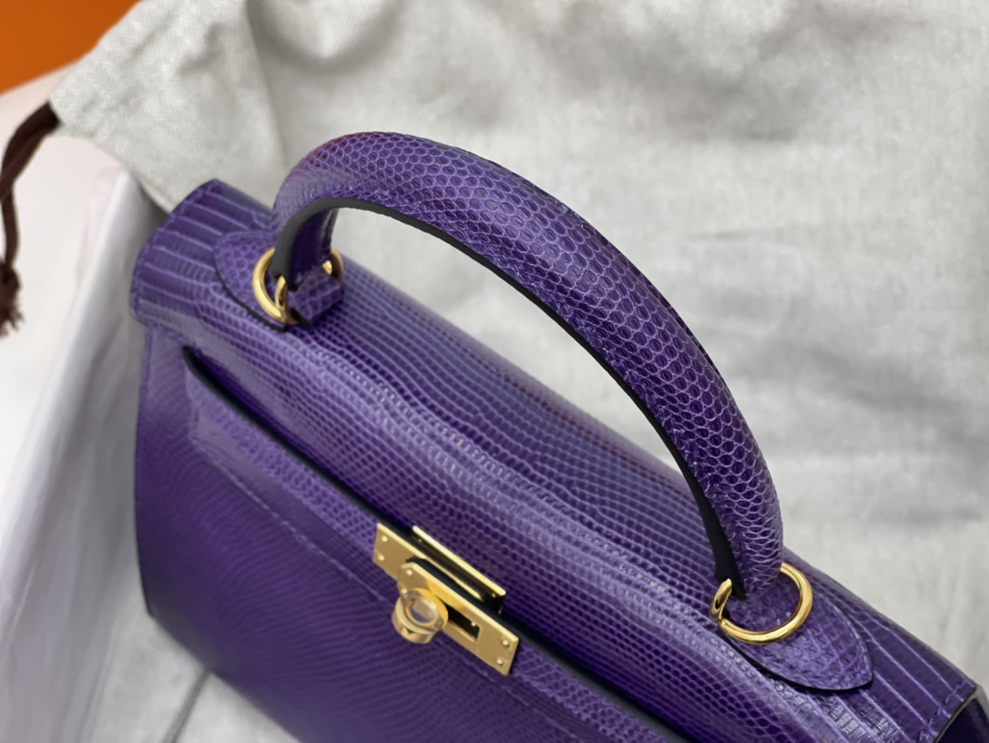 爱马仕 现货 kelly 25 小蜥蜴 69紫罗兰 Violet 金扣 超有气质的美