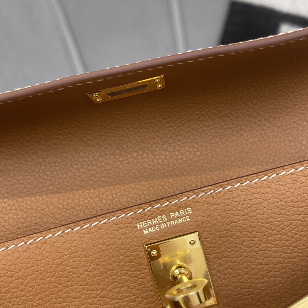 HERMES kelly danse跳舞包是kelly系列 正品开版 专柜品质原厂evercolor 37金棕gold 金扣