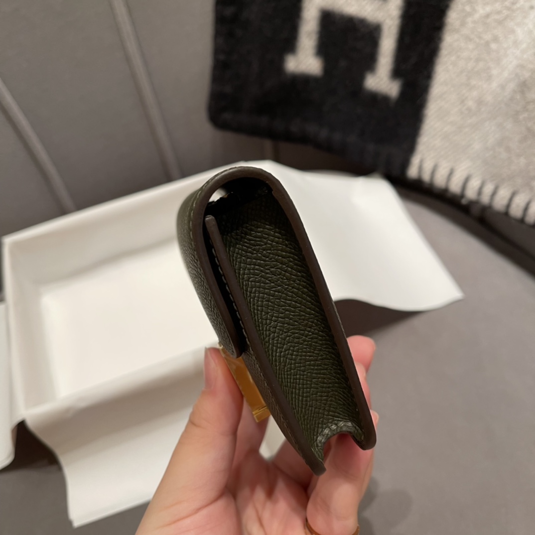 HERMES 新款康康腰包 Constance slim 超级mini 内里还有个小卡包 Epsom C6 灰绿色 金扣